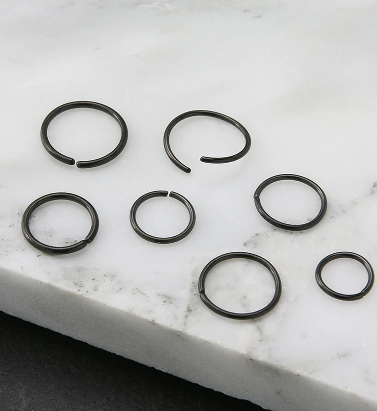 Black PVD Titanium Annealed Seamless Hoop Ring - Mrs Treak
