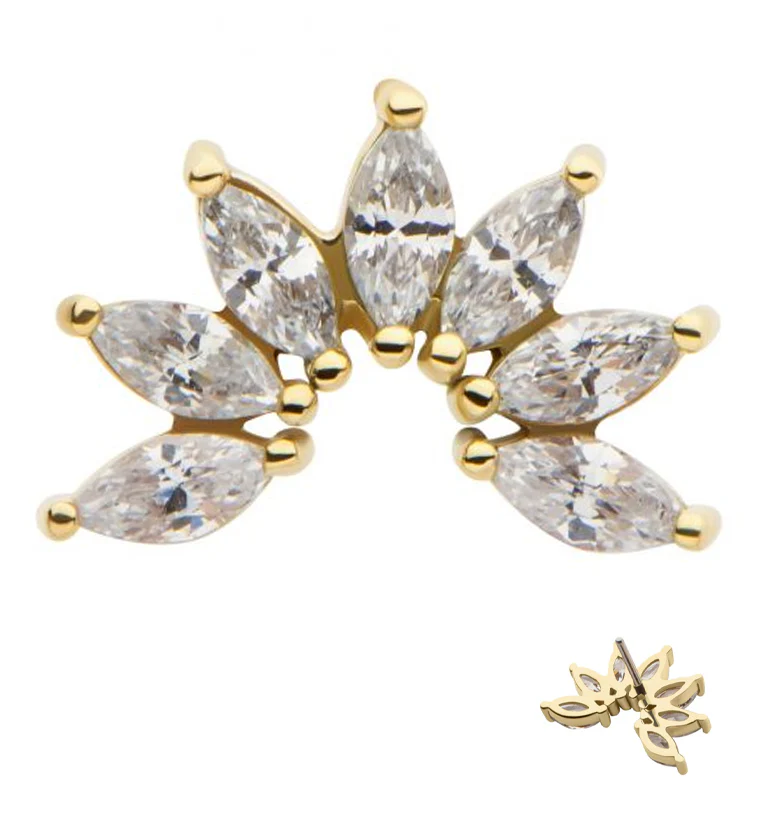 14kt Gold Marquise Clear CZ Arch Threadless Top - Mrs Treak