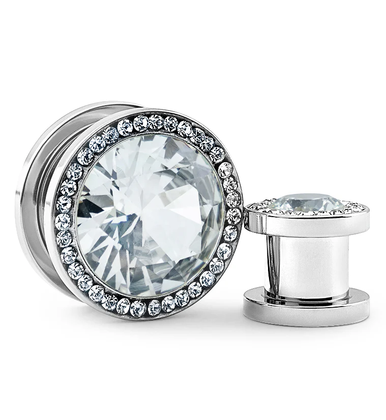 Clear CZ Diamond Stainless Steel Plugs - Mrs Treak