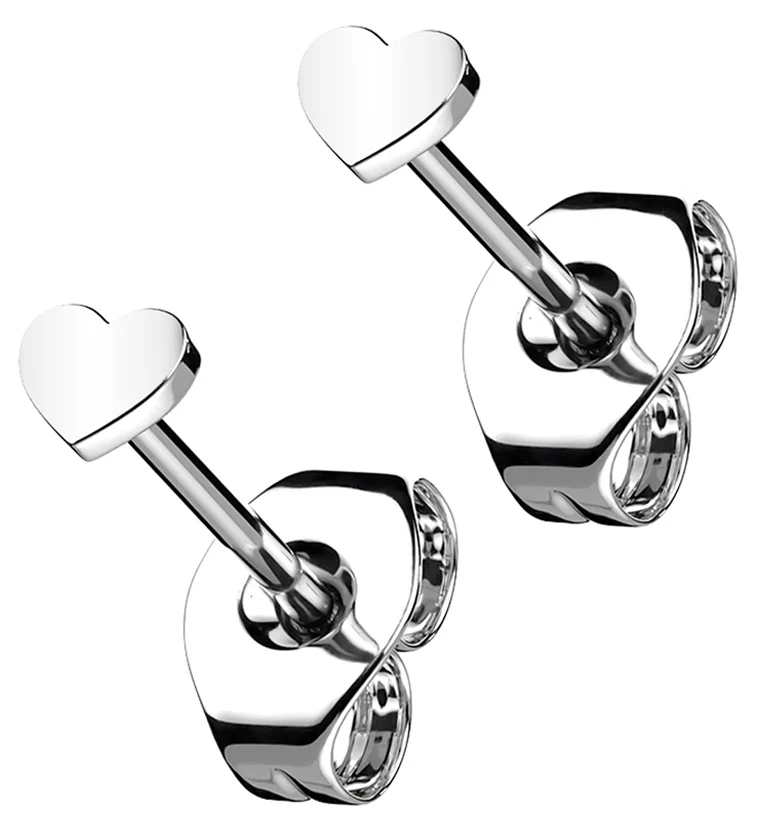 Heart Titanium Threadless Earrings - Mrs Treak