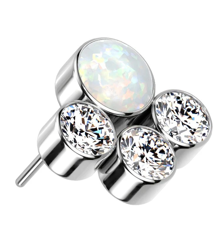 Array White Opalite Clear CZ Titanium Threadless Top - Mrs Treak
