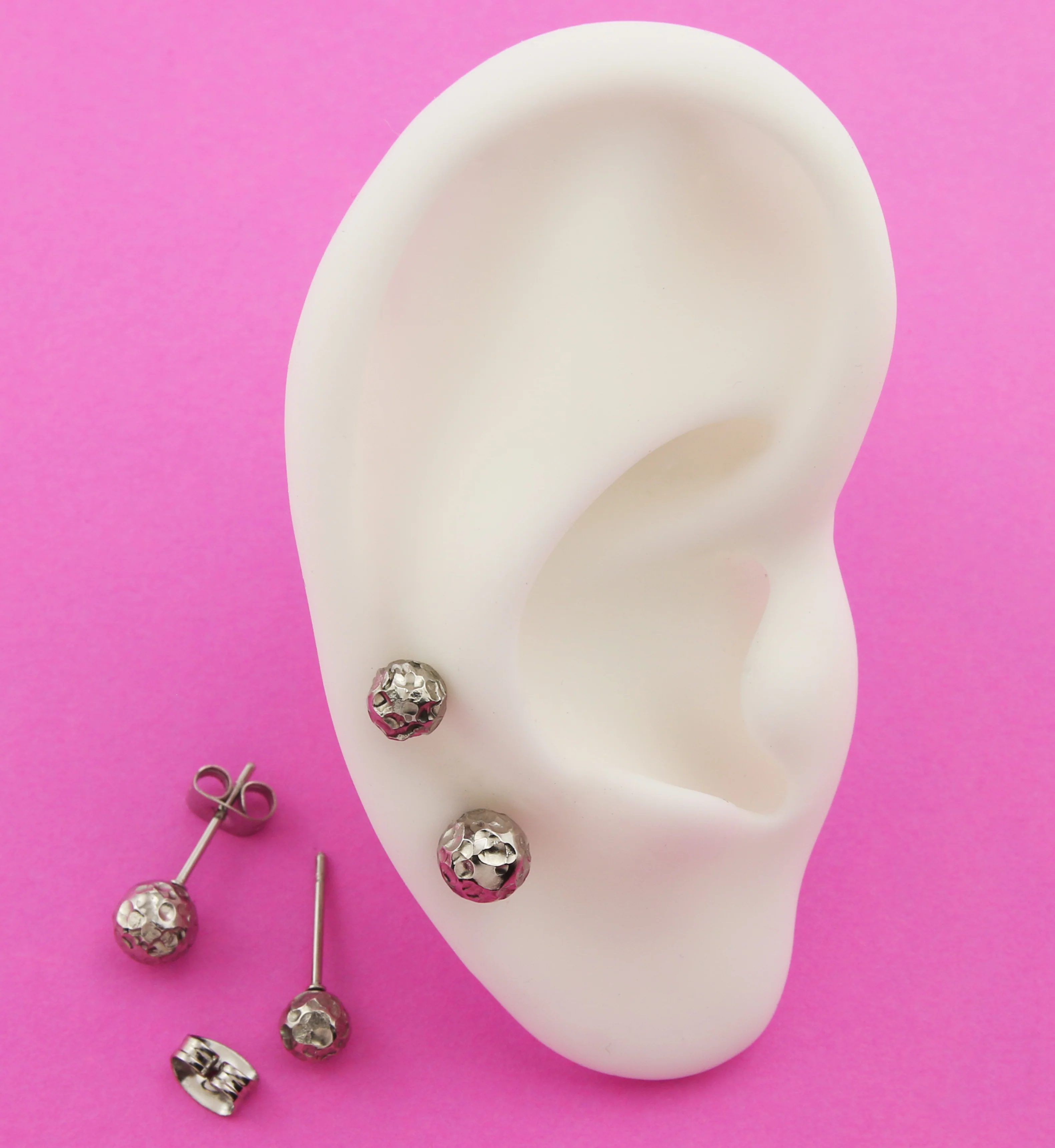 Hammered Ball Stainless Steel Stud Earrings - Mrs Treak