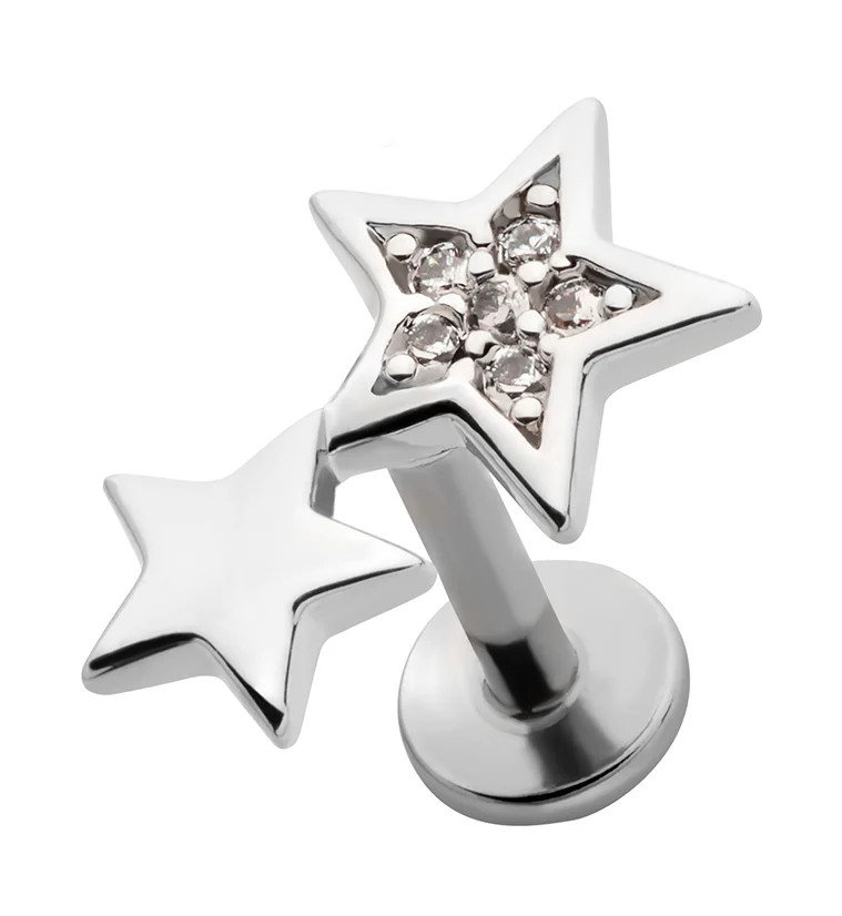 Star Duo CZ Stainless Steel Threadless Labret - Mrs Treak