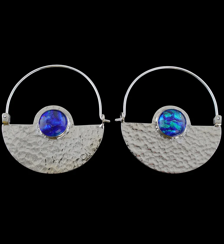 14G Acicular Sapphire Blue Glass White Brass Hangers - Mrs Treak