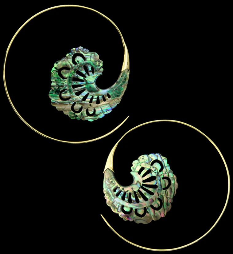 18G Baroque Brass Abalone Hangers / Earrings - Mrs Treak
