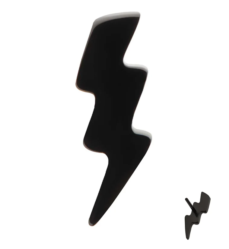 Black PVD Electric Bolt Titanium Threadless Top - Mrs Treak