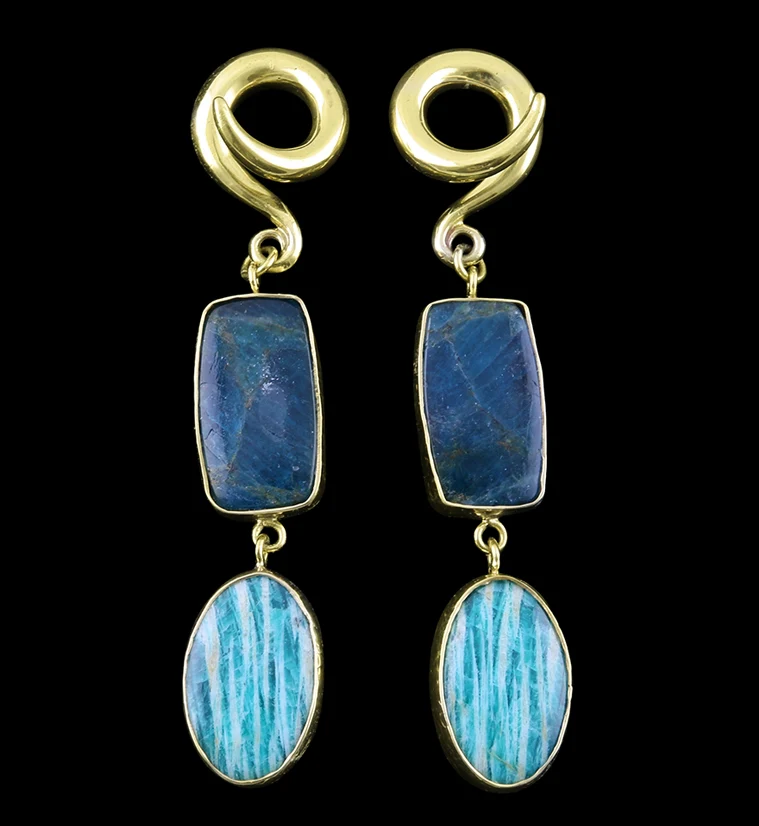 Amazonite X Apatite Stone Ear Weights - Mrs Treak