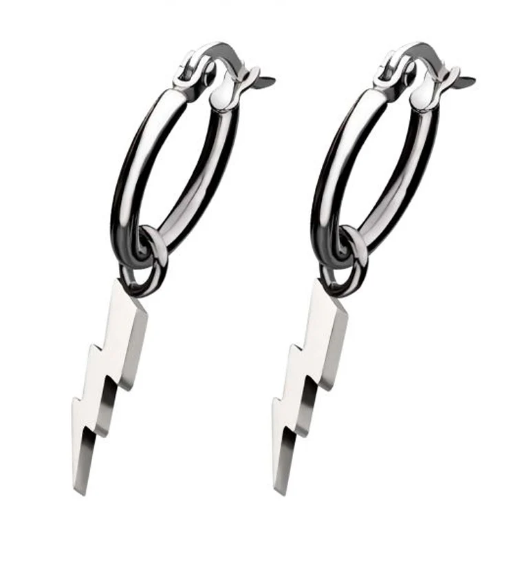 Lightning Stainless Steel Hoop Earrings - Mrs Treak