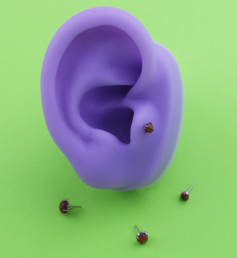 Prong Gold Sandstone Titanium Threadless Top - Mrs Treak