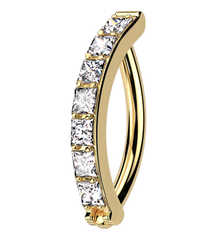 Gold PVD Vertical Clear CZ Titanium Hinged Segment Ring - Mrs Treak