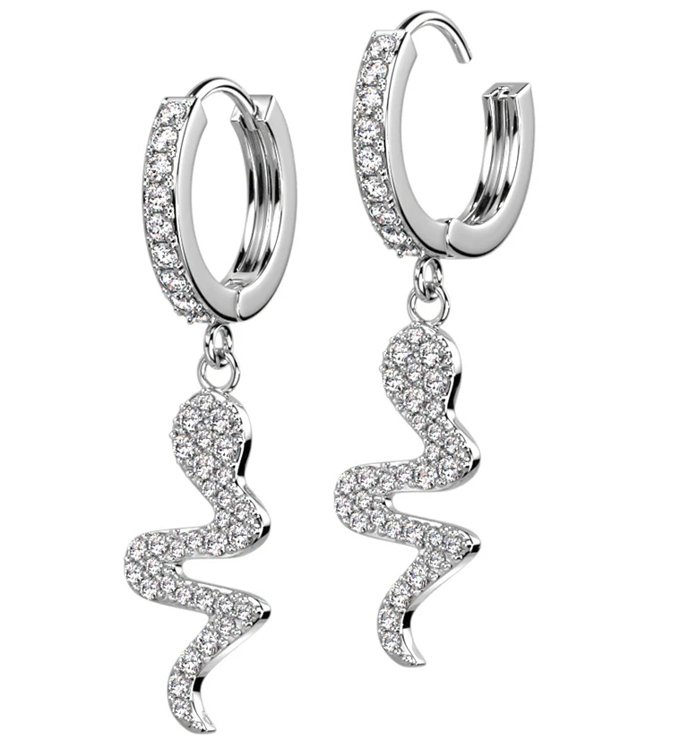 Snake CZ Stainless Steel Hoop Earrings - Mrs Treak