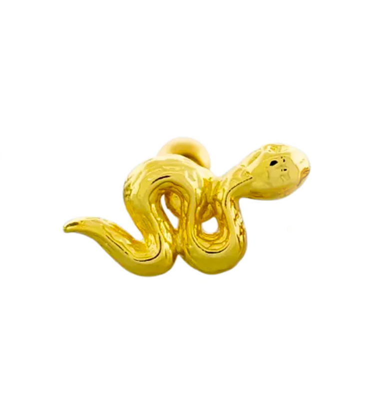 Gold PVD Snake Stainless Steel Cartilage Barbell - Mrs Treak