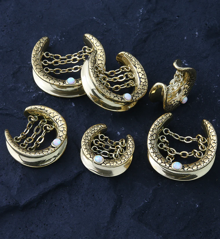 Gold PVD Opalite Osteo Stainless Steel Saddles With Dangle Chain - Mrs Treak