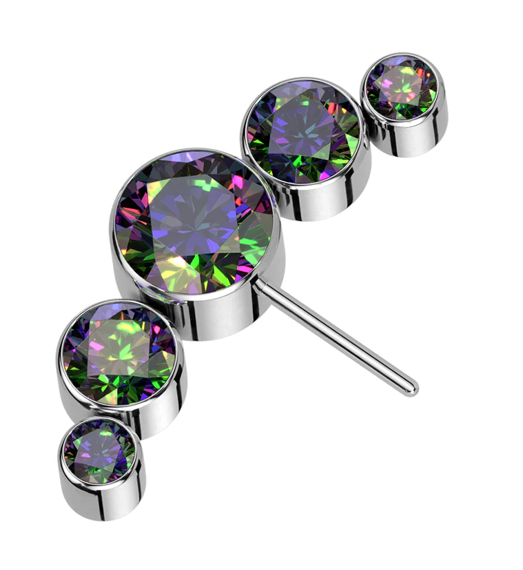 Arch Side Facing Black Aurora CZ Titanium Threadless Top - Mrs Treak