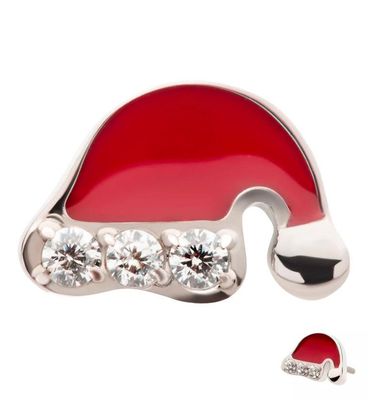 Santa Hat CZ Threadless Titanium Top - Mrs Treak