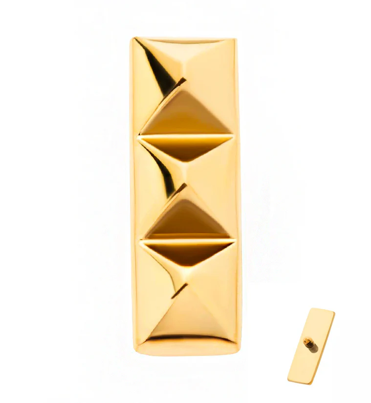 24kt Gold PVD Triple Poly Stud Internally Threaded Titanium Top - Mrs Treak