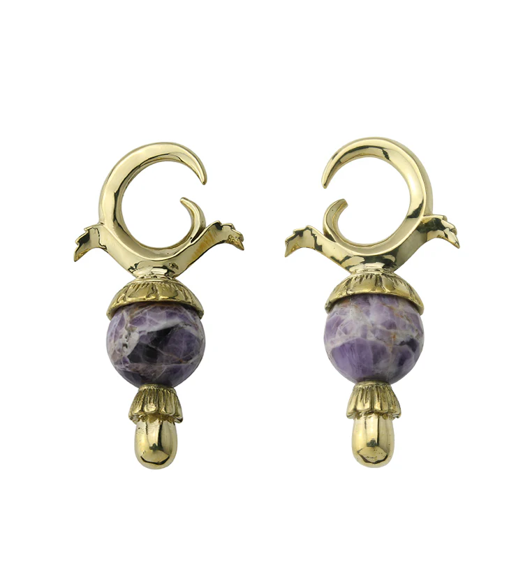 Faceted Amethyst Stone Totum Ear Weights - Mrs Treak