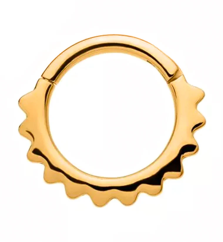 Gold PVD Spine Hinged Segment Ring - Mrs Treak