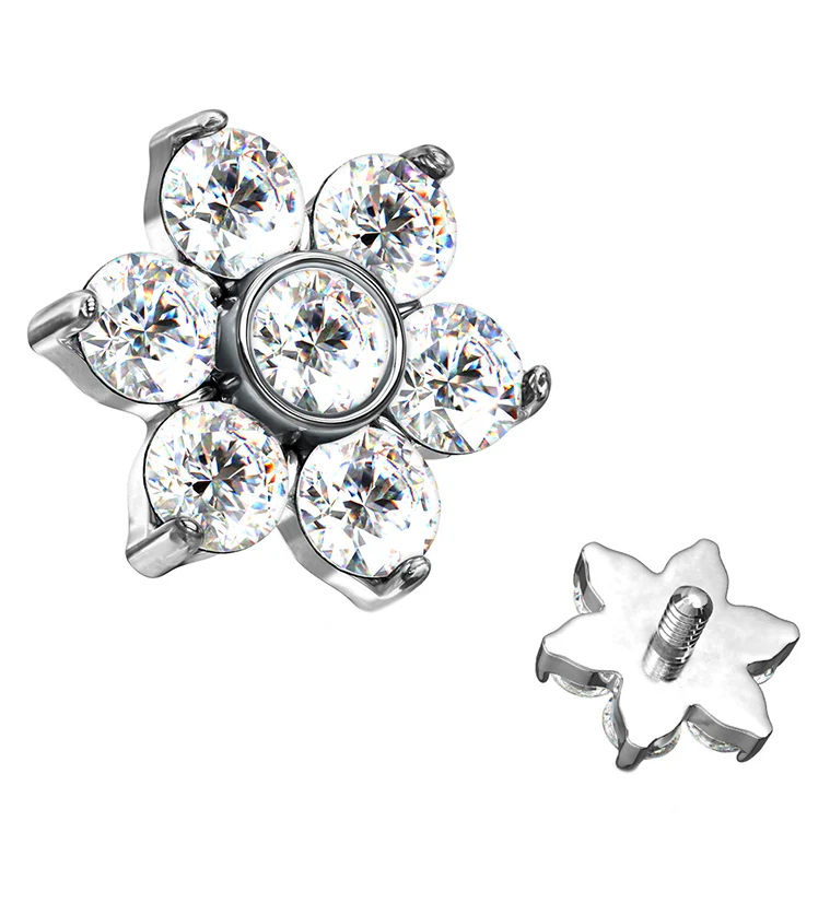 Clear CZ Floret Titanium Internally Threaded Top - Mrs Treak