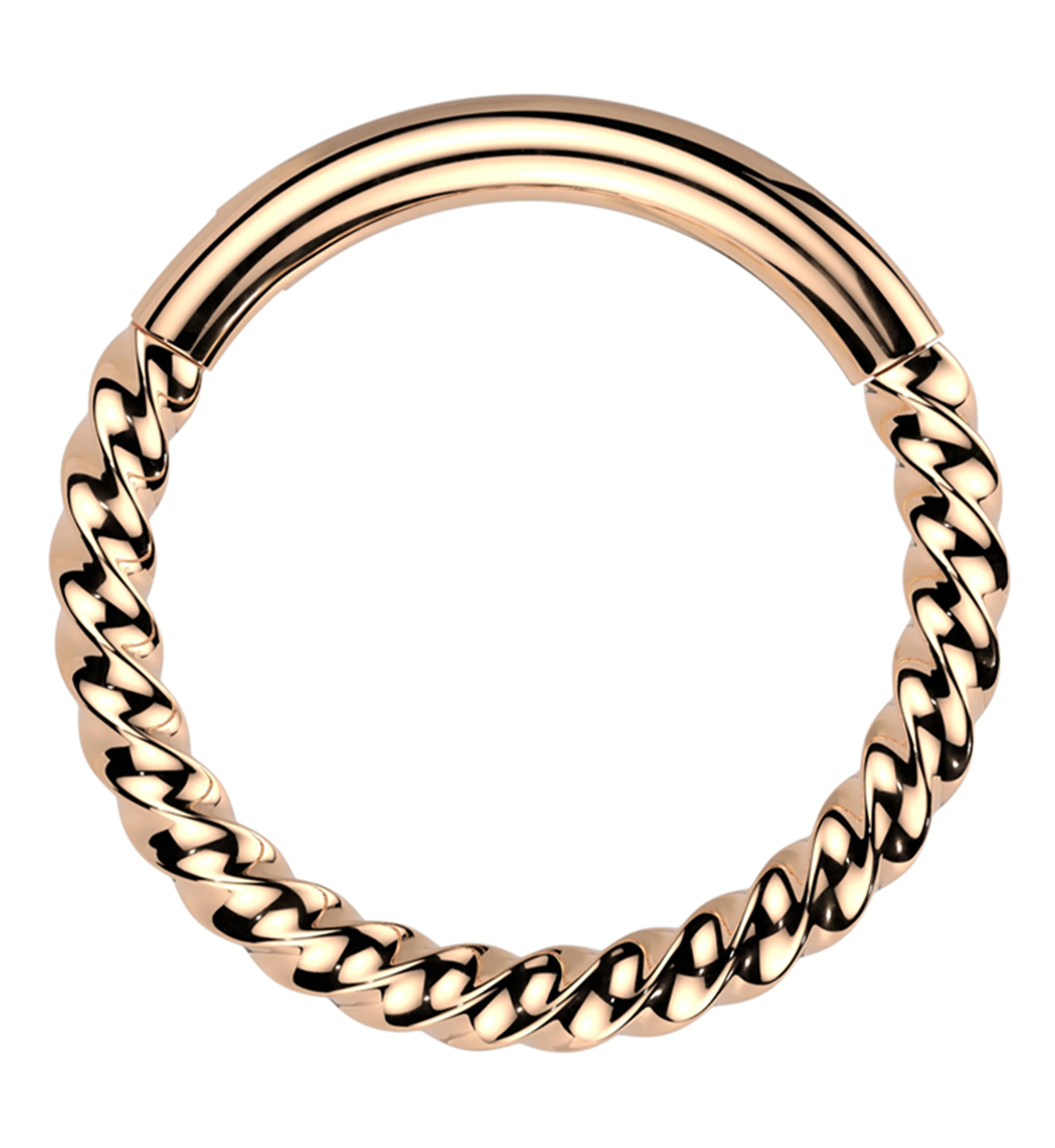 Rose Gold PVD Twisted Titanium Segment Ring - Mrs Treak