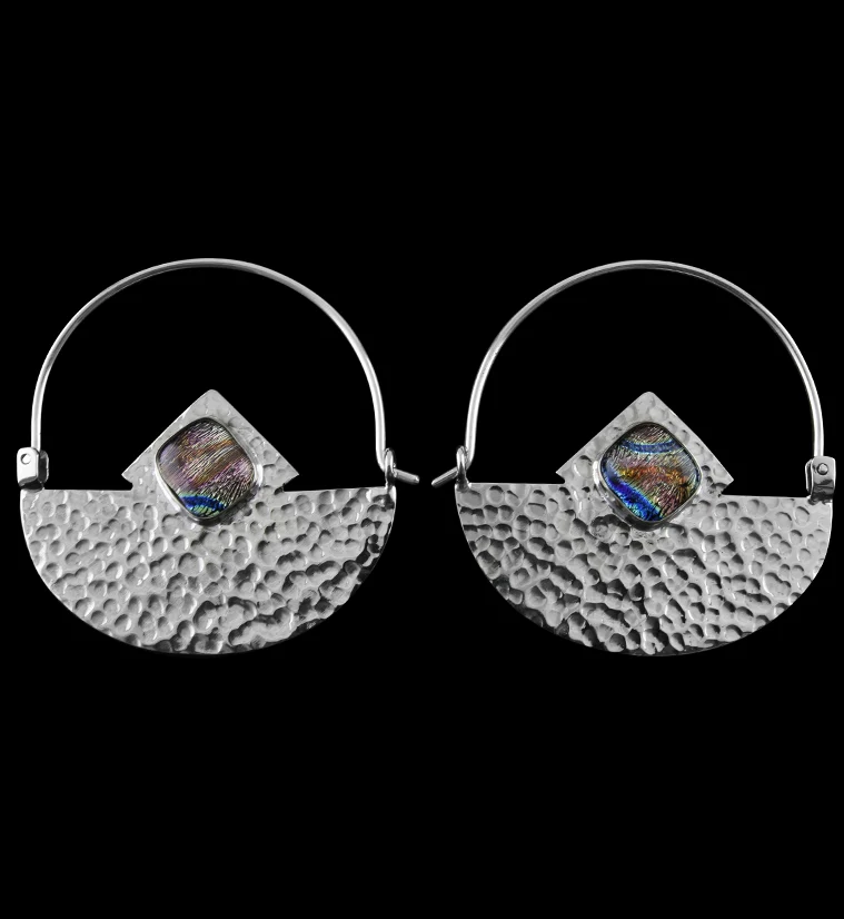 14G Accord Rainbow Dichroic Glass White Brass Hangers - Mrs Treak