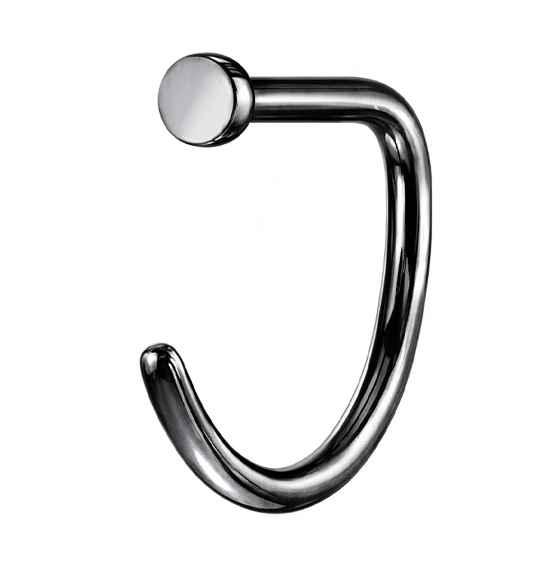 Black PVD Titanium Flat Nose Curve Ring - Mrs Treak