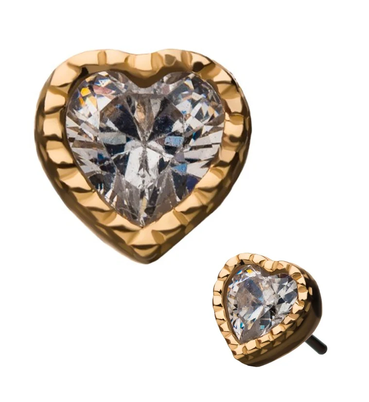 14kt Heart CZ Threadless Top - Mrs Treak