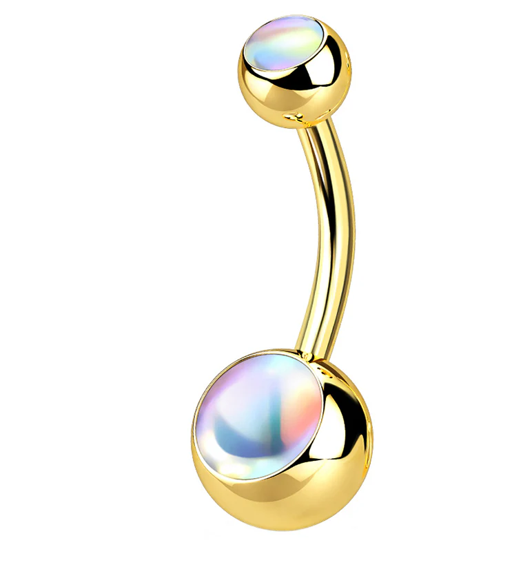 Gold PVD Aura Belly Button Ring - Mrs Treak