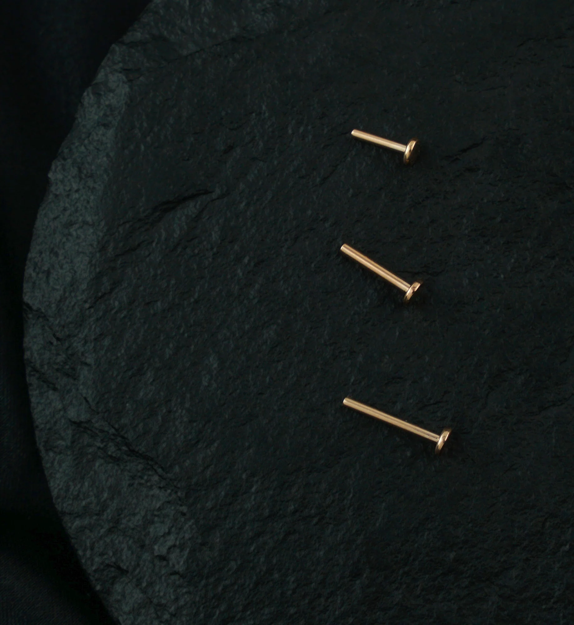 Rose Gold PVD Flat Disk Titanium Threadless Labret Post - Mrs Treak