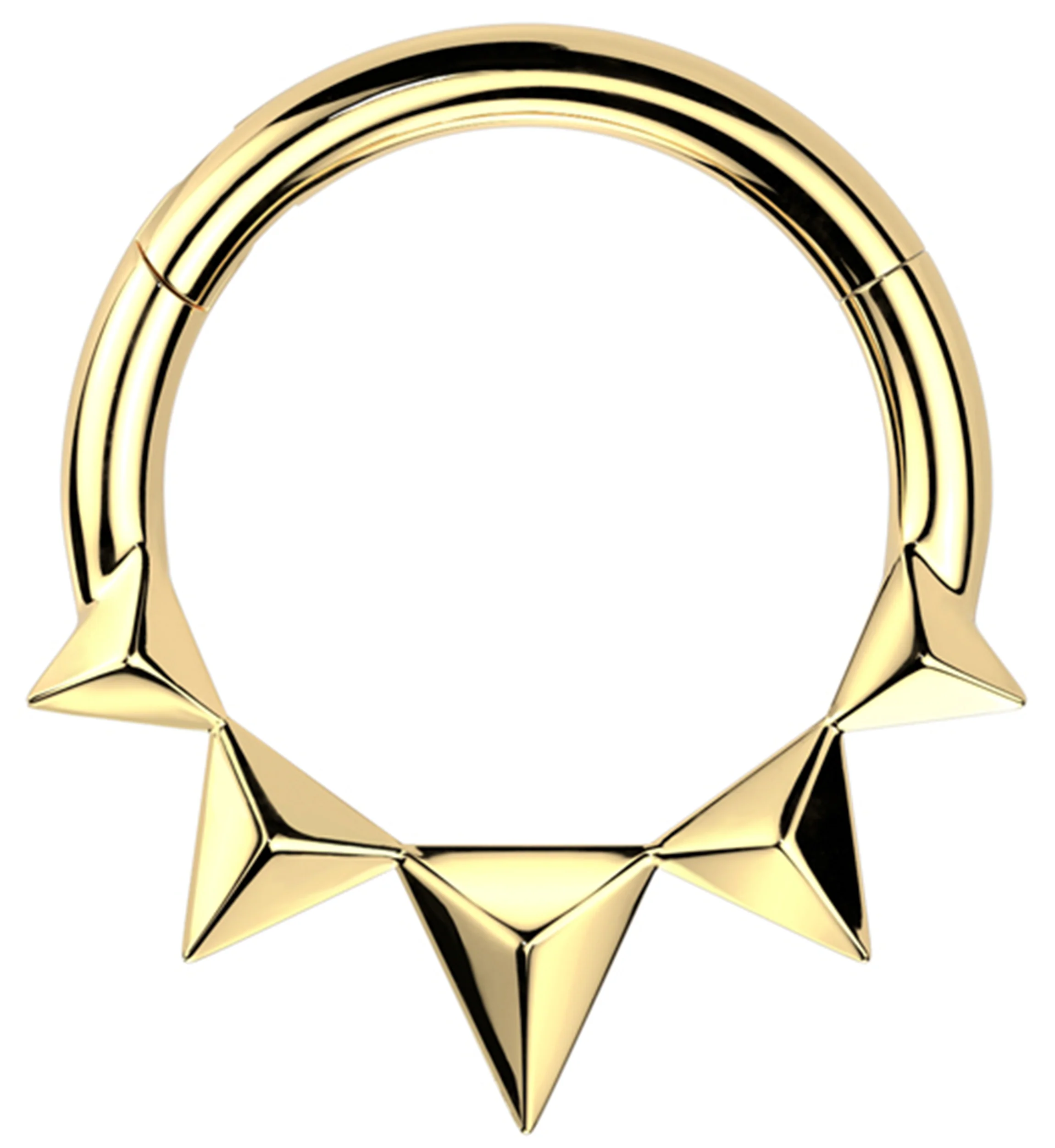 Gold PVD Polyhedra Spike Stainless Steel Hinged Segment Ring - Mrs Treak