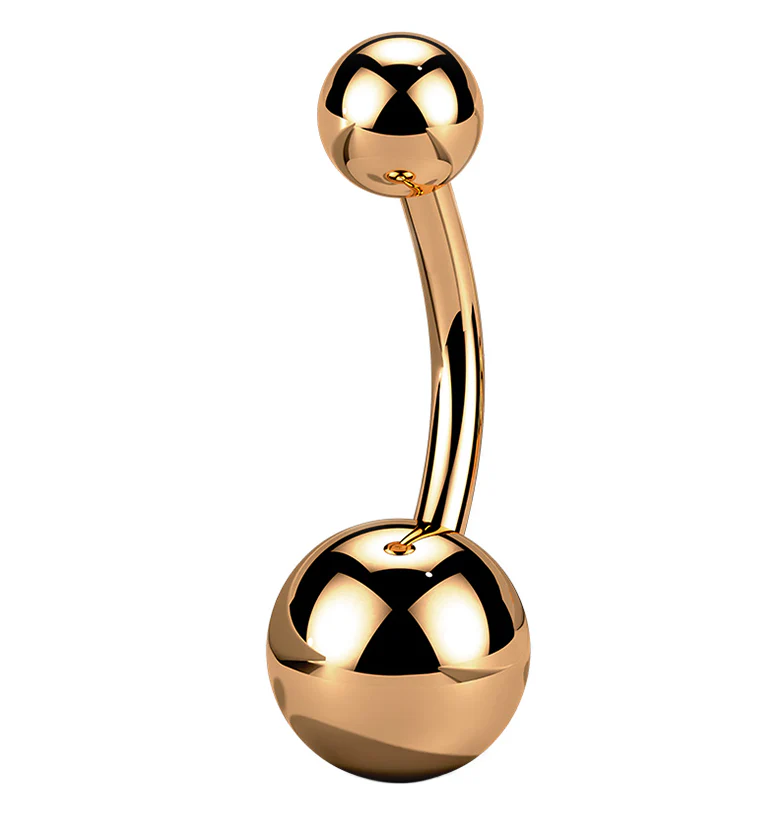 Rose Gold PVD Titanium Internally Threaded Belly Button Ring - Mrs Treak