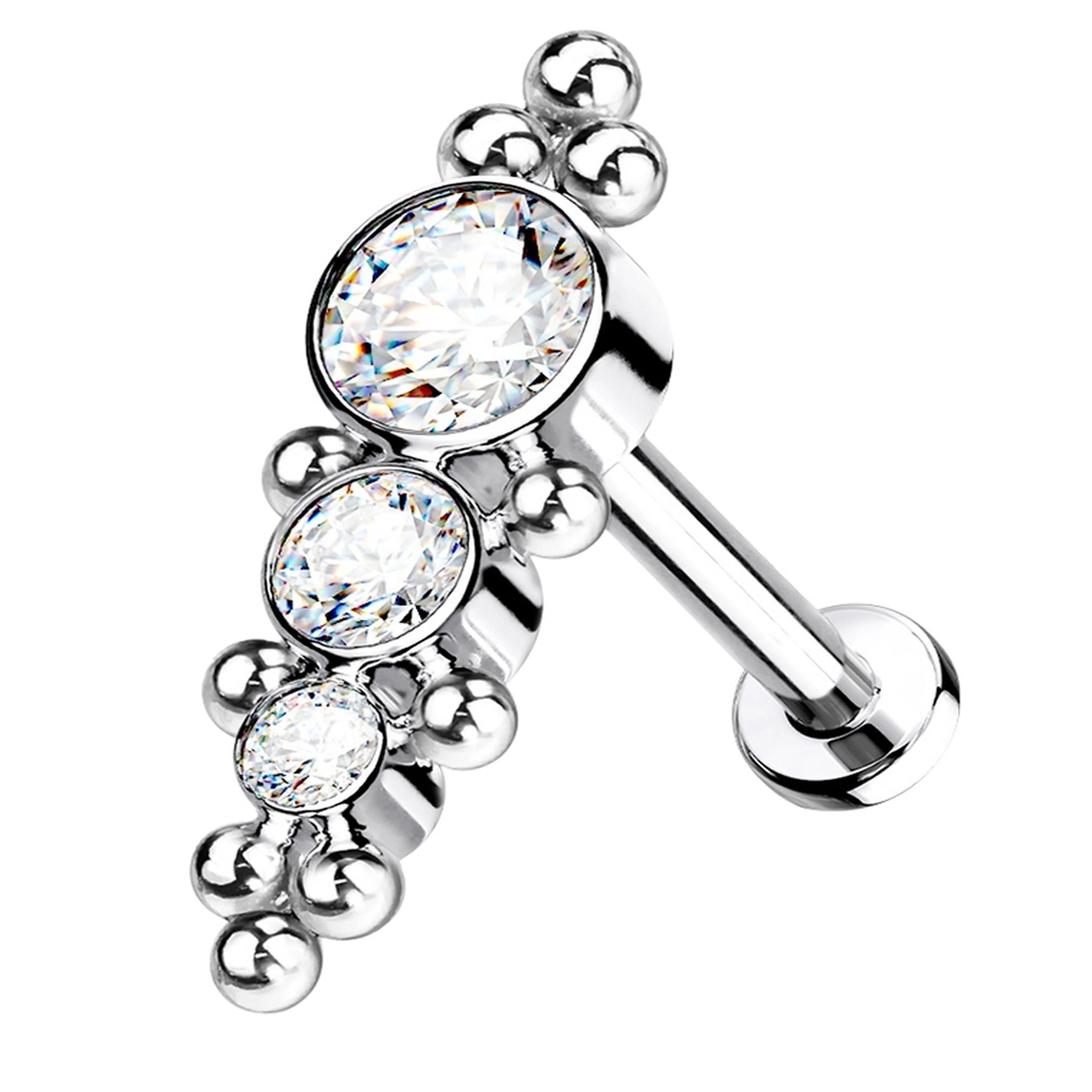 16G Ascent Cluster Clear CZ Titanium Labret - Mrs Treak