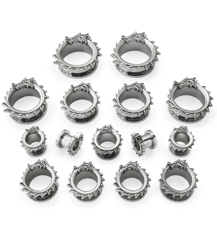 Dragon Wrap Stainless Steel Tunnel Plugs - Mrs Treak