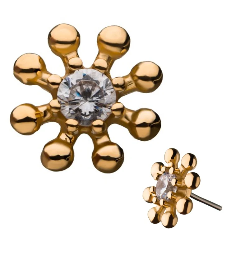 14kt Gold Particle Gem Threadless Top - Mrs Treak