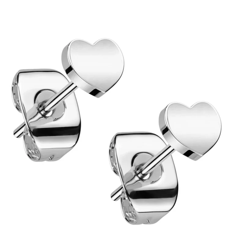 Heart Titanium Stud Earrings - Mrs Treak