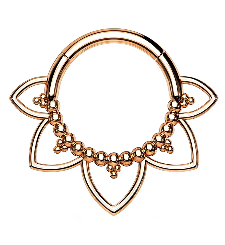 Rose Gold PVD Beaded Fan Hinged Segment Ring - Mrs Treak