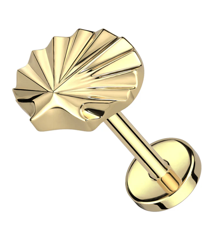 Gold PVD Seashell Threadless Titanium Labret - Mrs Treak