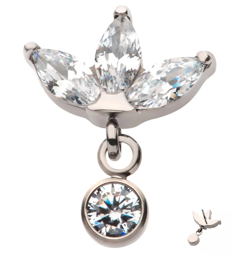 Empress Dangle CZ Threadless Titanium Top - Mrs Treak