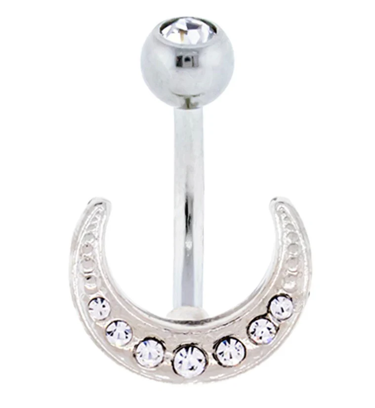 Horseshoe Moon CZ Belly Button Ring - Mrs Treak