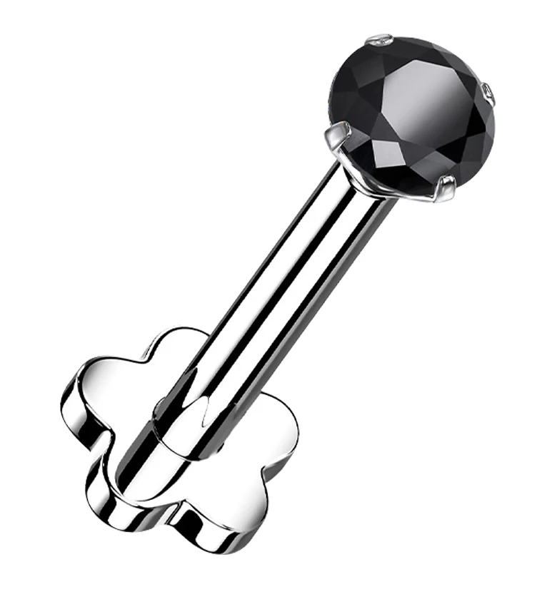 Black CZ Titanium Threadless Labret - Mrs Treak