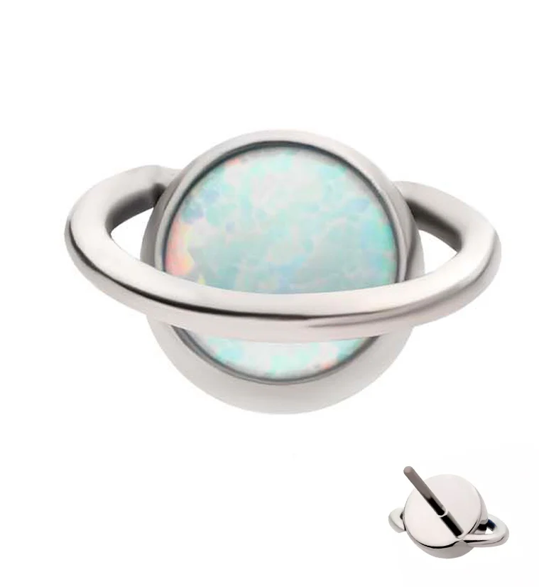 Orbit White Opalite Titanium Threadless Top - Mrs Treak