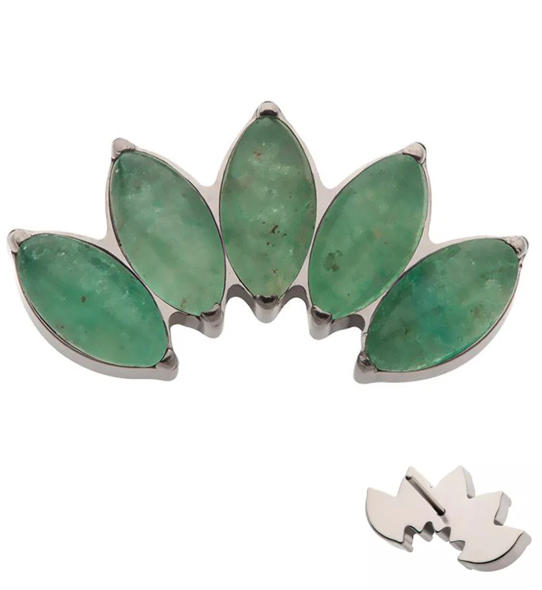 Half Crown Aquamarine Stone Threadless Titanium Top - Mrs Treak