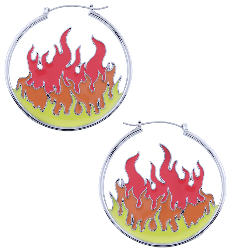 Flames Stainless Steel Plug Hoops - Mrs Treak