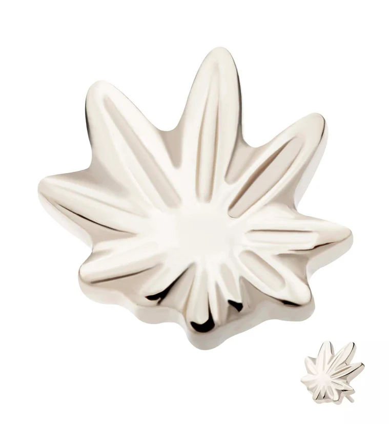 Hemp Leaf Threadless Titanium Top - Mrs Treak