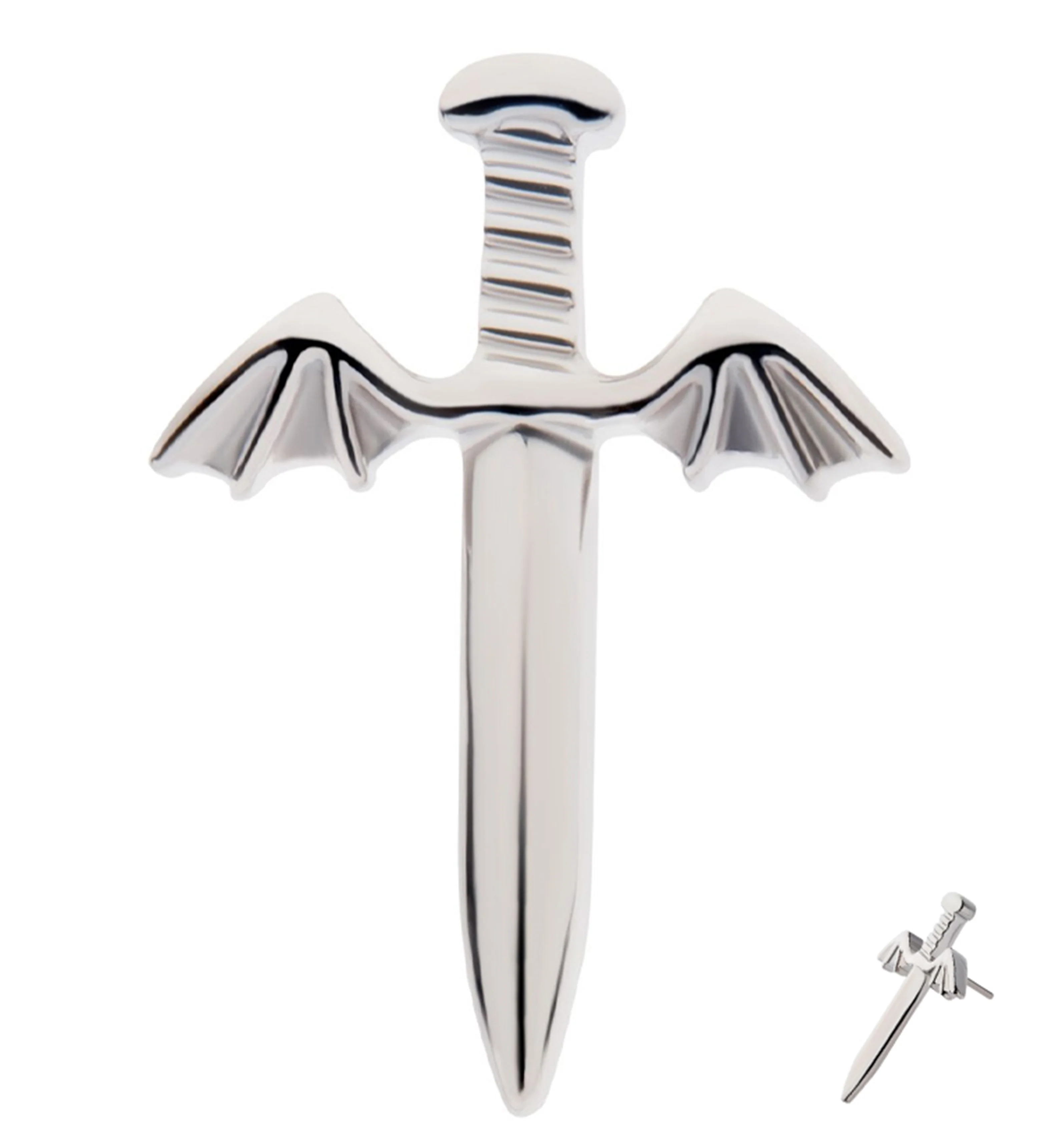 Bat Wing Dagger Titanium Threadless Top - Mrs Treak