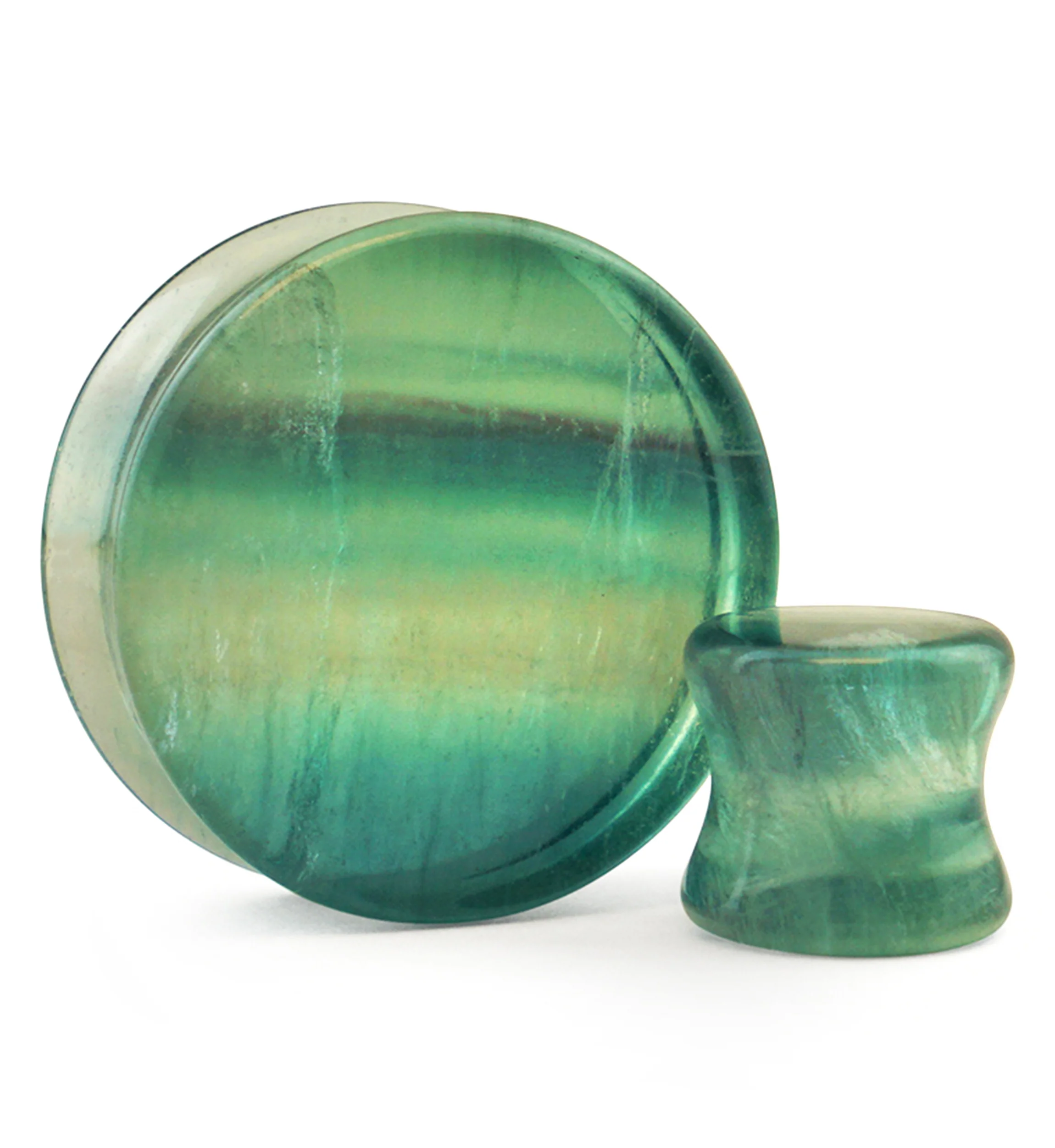 Grade A Rainbow Fluorite Stone Plugs - Mrs Treak