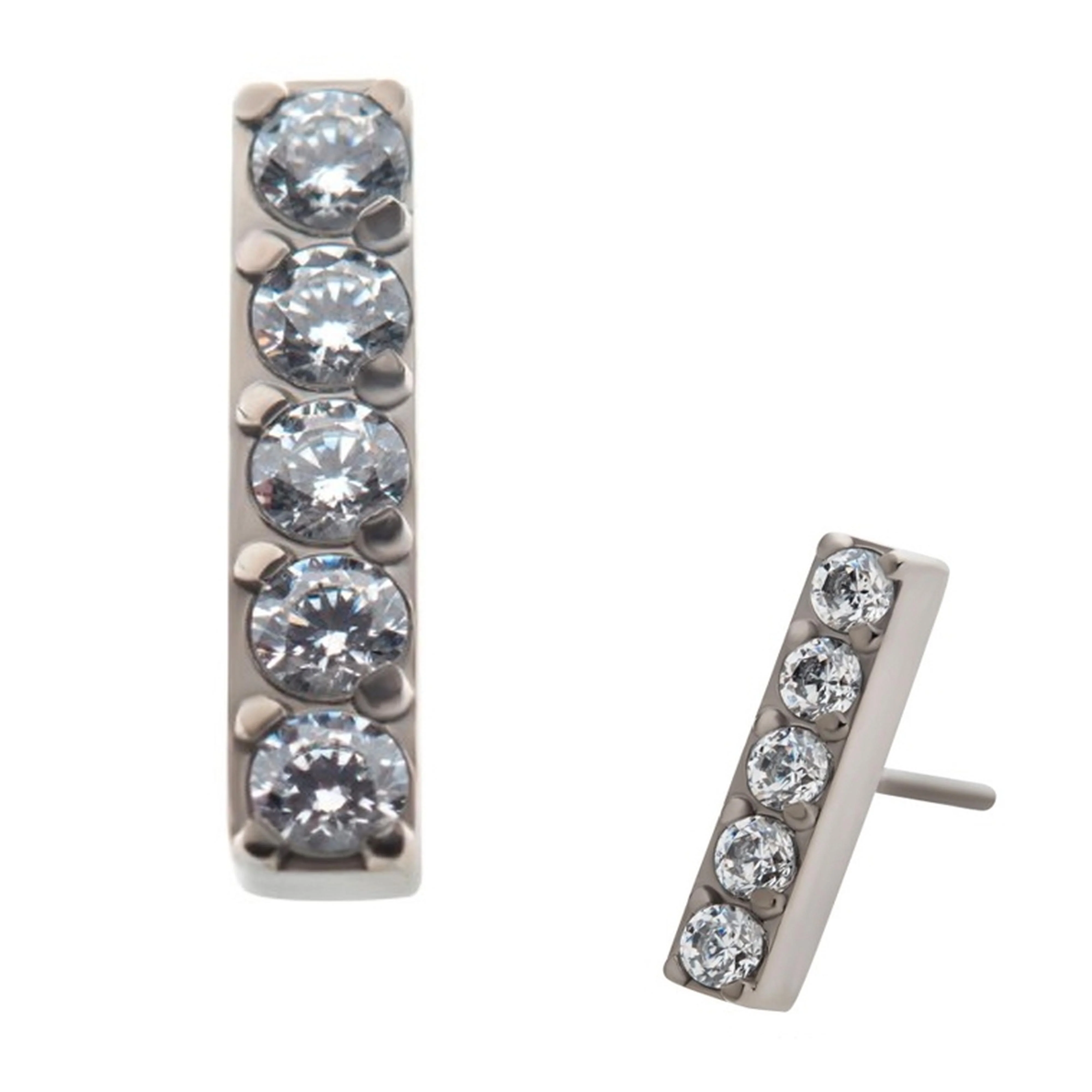 Rack CZ Bar Titanium Threadless Top - Mrs Treak