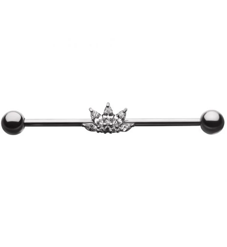 Lotus Flower CZ Industrial Barbell - Mrs Treak