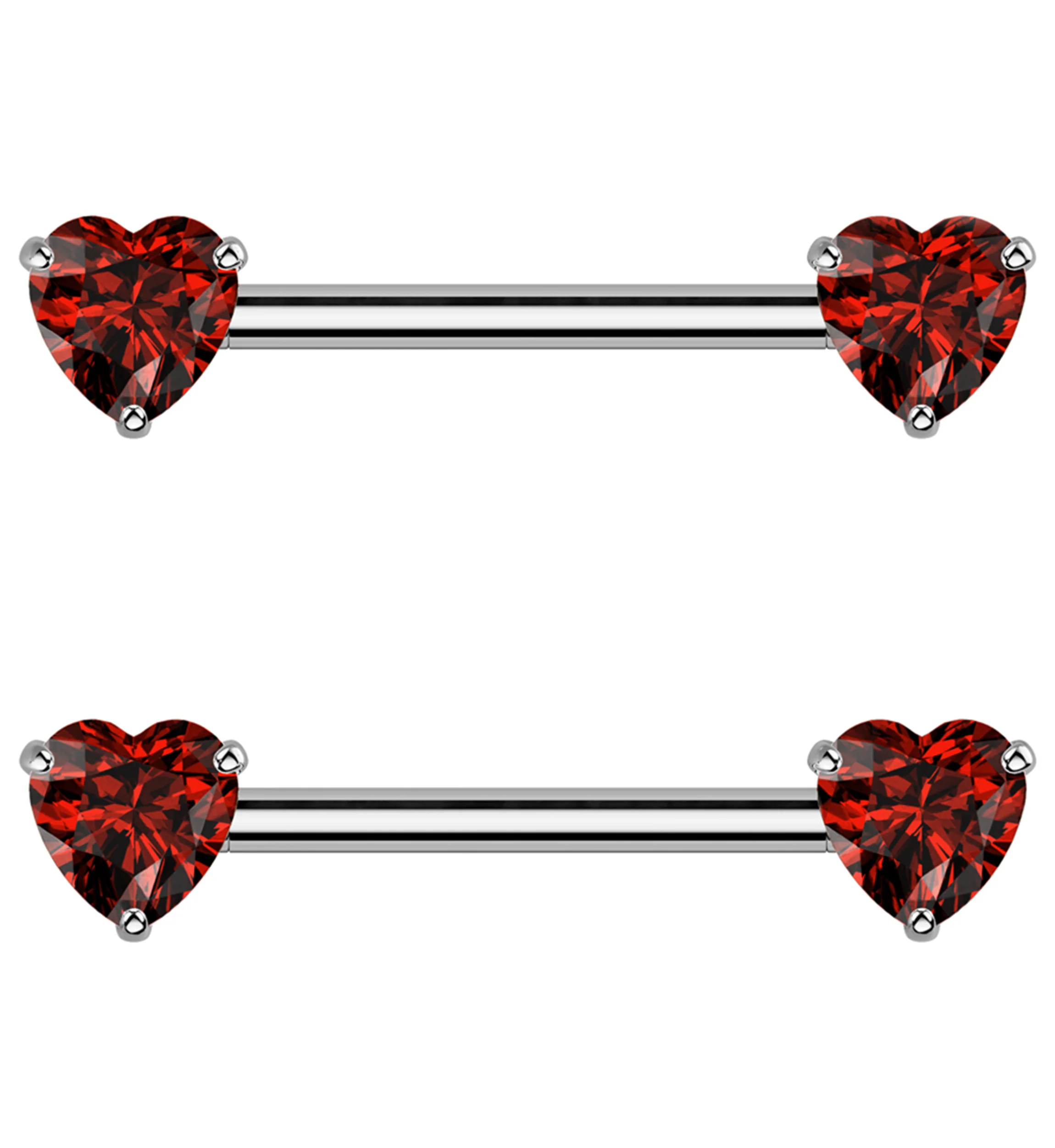 Red Heart CZ Threadless Titanium Nipple Barbell - Mrs Treak