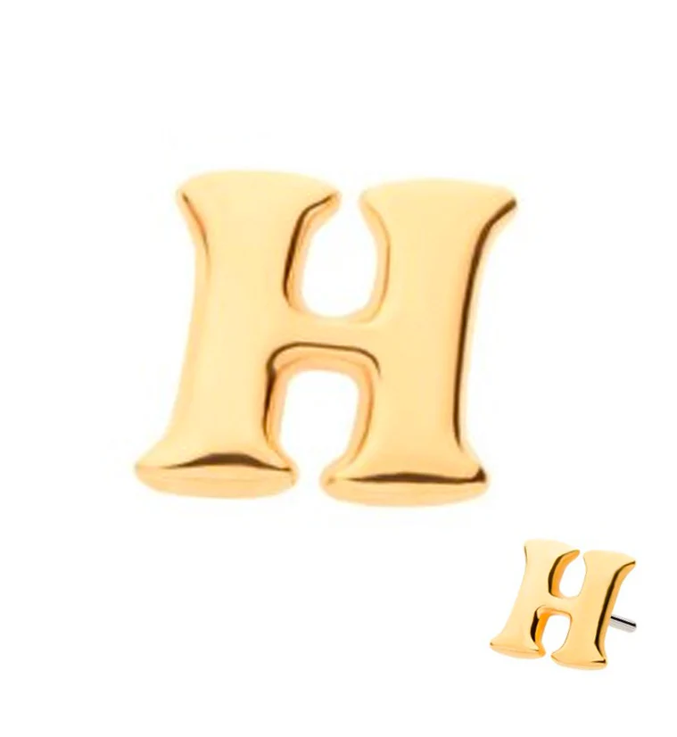 14kt Gold Letter H Threadless Top - Mrs Treak